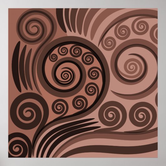 Earthy Brown Fern Frond Curls Poster (Voorkant)