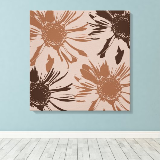 Earthy Brown Gerbera Flowers Canvas Afdruk (Insitu (Houten vloer))