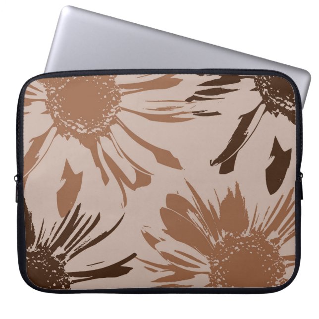 Earthy Brown Gerbera Flowers Laptop Sleeve (Voorkant)