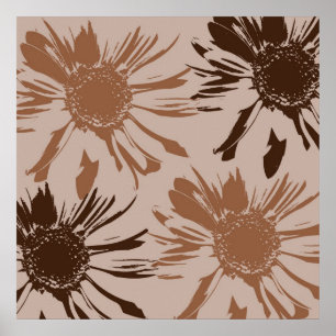 Earthy Brown Gerbera Flowers Poster