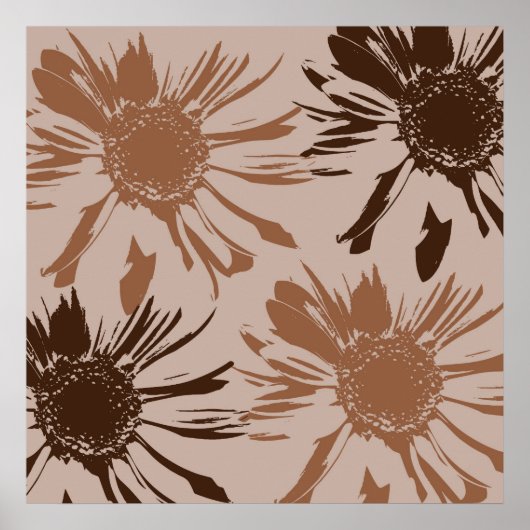 Earthy Brown Gerbera Flowers Poster (Voorkant)