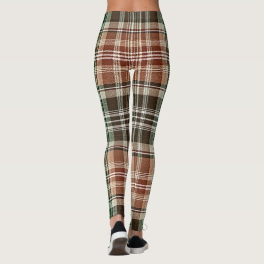 Earthy Brown Green Khaki Flannel Plaid Leggings (Achterkant)