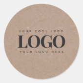 Earthy Brown Kraft & Custom Business Rectangle Log Ronde Sticker (Voorkant)