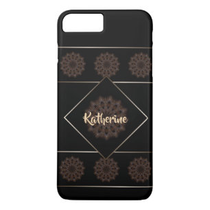 Earthy Brown Rustic Mandala Monogram iPhone 8/7 Plus Hoesje