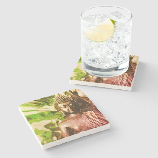 Earthy Buddha Meditation Zen Decor Stenen Onderzetter (Zijkant)