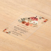 Earthy Burnt Orange Floral Pumpkin Wedding Acryl Uitnodigingen (Laagn)