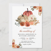 Earthy Burnt Sinaasappel Floral Pumpkin Wedding Kaart (Voorkant)