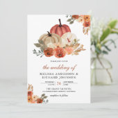 Earthy Burnt Sinaasappel Floral Pumpkin Wedding Kaart (Staand voorkant)