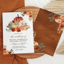 Earthy Burnt Sinaasappel Floral Pumpkin Wedding