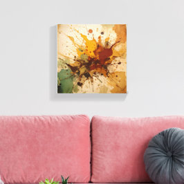 Earthy Burst: abstracte waterverf splash art Canvas Afdruk