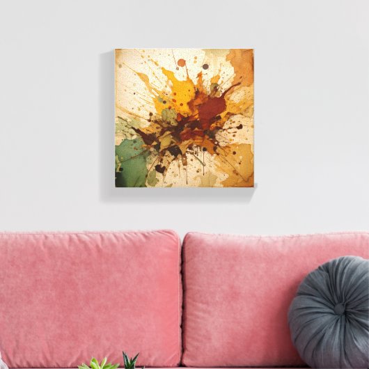 Earthy Burst: abstracte waterverf splash art Canvas Afdruk (Insitu (Woonkamer))