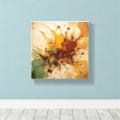 Earthy Burst: abstracte waterverf splash art Canvas Afdruk (Insitu (Houten vloer))