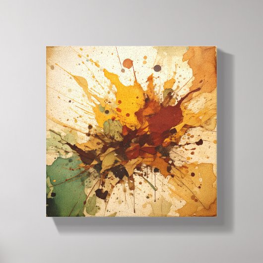 Earthy Burst: abstracte waterverf splash art Canvas Afdruk (Voorkant)