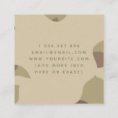 Earthy Camouflage Militair Stijlpatroon Vierkante Visitekaartje (Achterkant)