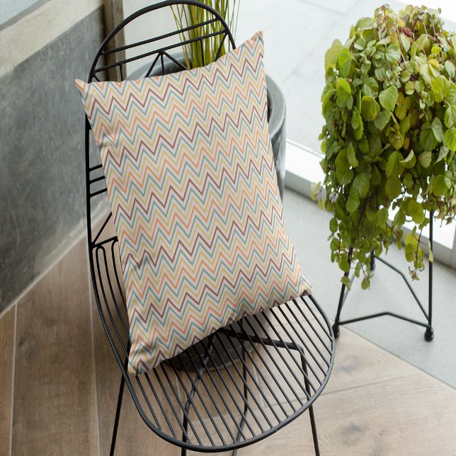 Earthy Chevron Elegance Kussen (Earthy Chevron Elegance Throw Pillow)