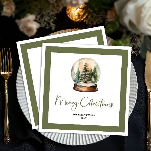 Earthy Christmas Ball Minimal Script Name Napkins Servet