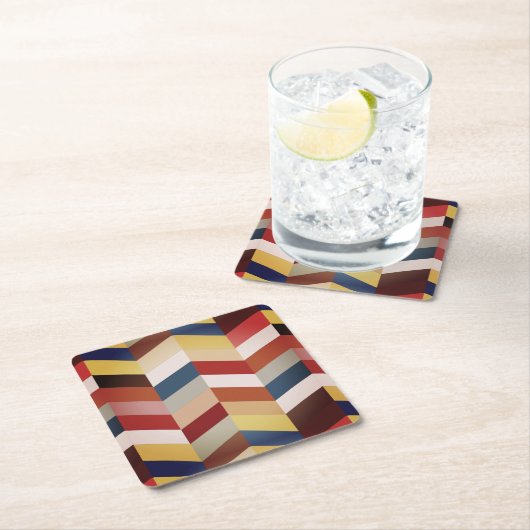 Earthy Colorful Chevron Pattern Kartonnen Onderzetters (Insitu)