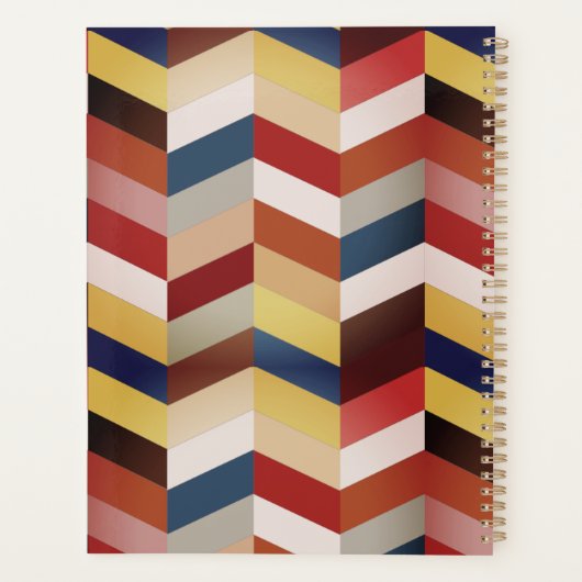 Earthy Colorful Chevron Pattern Planner (Achterkant)