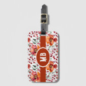 Earthy Colors, Fall Flowers Monogrammed Bagagelabel (Voorkant (verticaal))