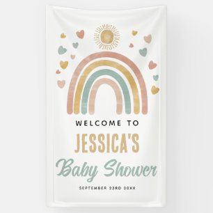 Earthy Colors Rainbow Sun Baby shower Welkomstteke Spandoek