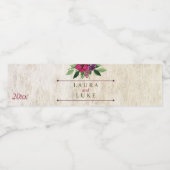 Earthy, Cranberry-Plum Floral Waterfles Etiket (Enkel label)