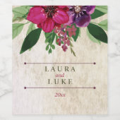 Earthy, Cranberry-Plum Floral Wijn Etiket (Enkel label)