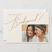 Earthy Desert Beige Photo Bridesmaid proposal Kaar Kaart (Voorkant)