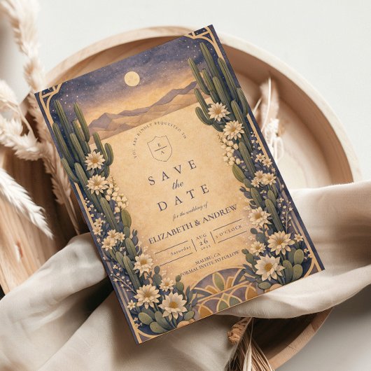 Earthy Desert Floral Wedding Save The Date