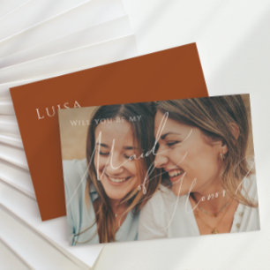 Earthy Desert Rust Faded Foto Maid of Honor Kaart