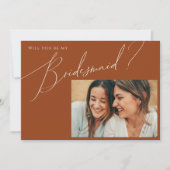 Earthy Desert Rust Photo Bridesmaid proposal Kaart (Voorkant)