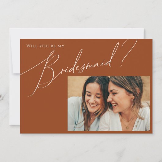 Earthy Desert Rust Photo Bridesmaid proposal Kaart (Voorkant)