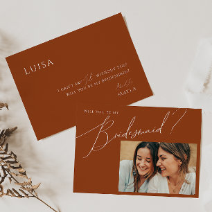 Earthy Desert Rust Photo Bridesmaid proposal Kaart