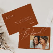 Earthy Desert Rust Photo Bridesmaid proposal Kaart
