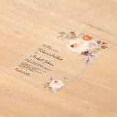 Earthy Dusty Peach Floral Wedding Acryl Uitnodigingen (Laagn)