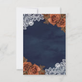 Earthy Dusty Terracotta Rose Navy Blue Wedding RSVP Kaartje (Achterkant)