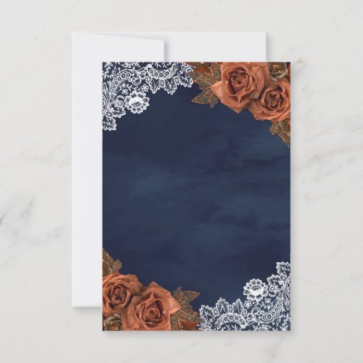 Earthy Dusty Terracotta Rose Navy Blue Wedding RSVP Kaartje (Achterkant)