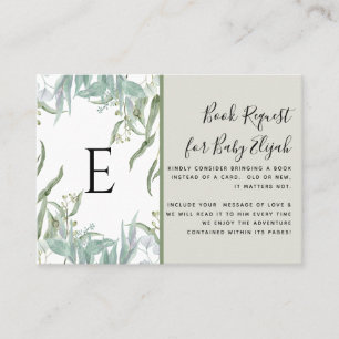 Earthy Eucalyptus Woodsy Foliage Baby shower Books Visitekaartje