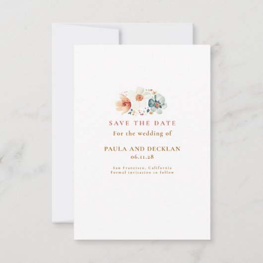 Earthy Fall Wildflower Save the Date Photo Card (Achterkant)