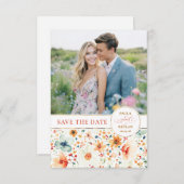 Earthy Fall Wildflower Save the Date Photo Card (Voorkant / Achterkant)