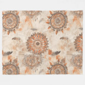 Earthy Feathered Mandala Fleece Deken (Voorkant (Horizontaal))