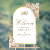 Earthy Floral Arch Muslim Wedding Welcome Acryl Bord (Neutraal)