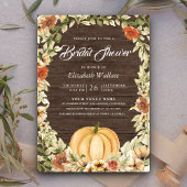 Earthy Floral Barn Wood Pumpkin Vrijgezellenfeest Kaart