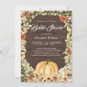 Earthy Floral Barn Wood Pumpkin Vrijgezellenfeest Kaart (Voorkant)