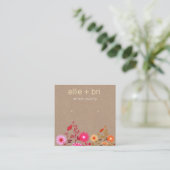 Earthy Floral Boho Kraft Stud Earring Display Vierkante Visitekaartje (Staand voorkant)