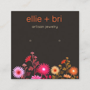 Earthy Floral Boho Stud Earring Display Vierkante Visitekaartje