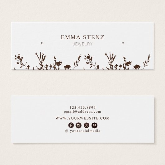 Earthy Floral • Earring Hoops Studs Display Card   Mini Visitekaartjes (Voorkant /achterkant)