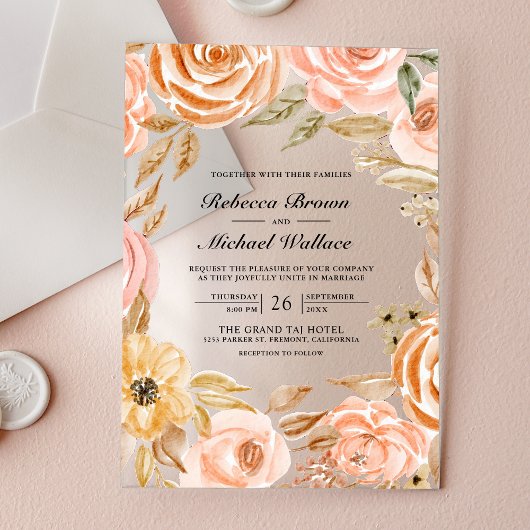 Earthy Floral Fall Autumn Wedding Acryl Uitnodigingen