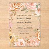 Earthy Floral Fall Autumn Wedding Acryl Uitnodigingen (Voorkant)