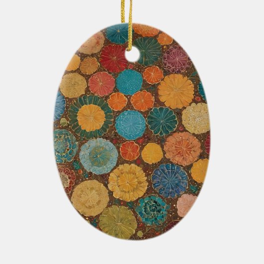 Earthy Floral Mosaic Pattern Ornament (Achterkant)
