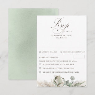 Earthy Floral Pampas Grass Boho Wedding RSVP